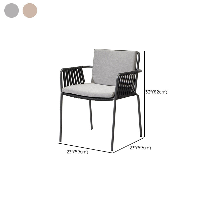 Industrial Outdoors Dining Chairs with Aluminum Base and Water Repellent Finish Cushion