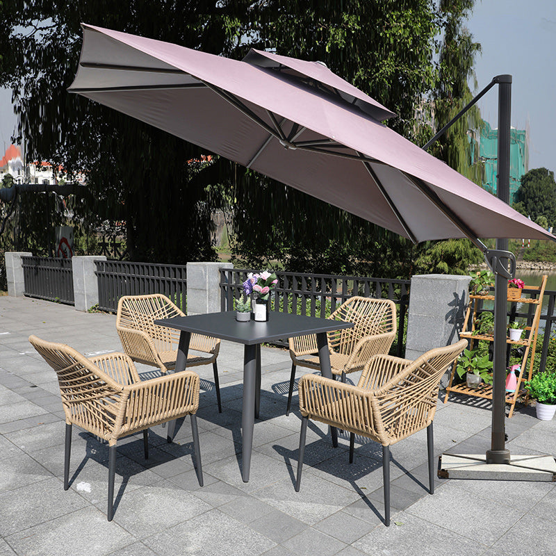 Natural Outdoors Dining Chairs with Aluminum Base and Faux Rattan Arms