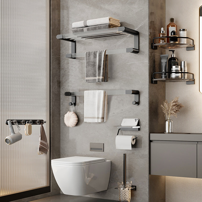 Black Finish Bathroom Set Metallic & Acrylic Bathroom Hardware Set in Stainless Aluminum