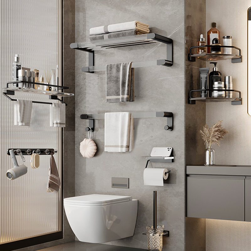 Black Finish Bathroom Set Metallic & Acrylic Bathroom Hardware Set in Stainless Aluminum