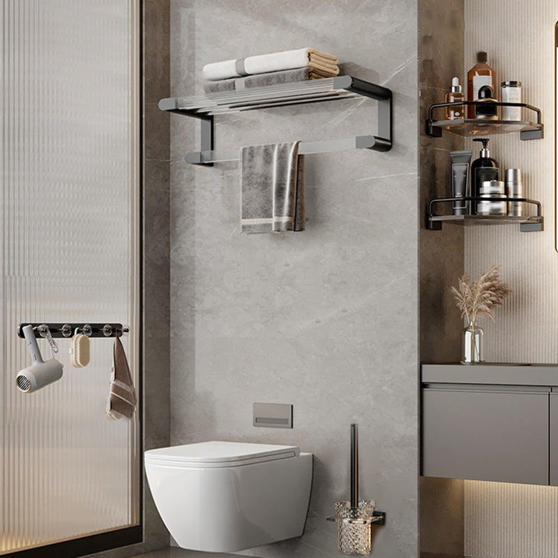 Black Finish Bathroom Set Metallic & Acrylic Bathroom Hardware Set in Stainless Aluminum