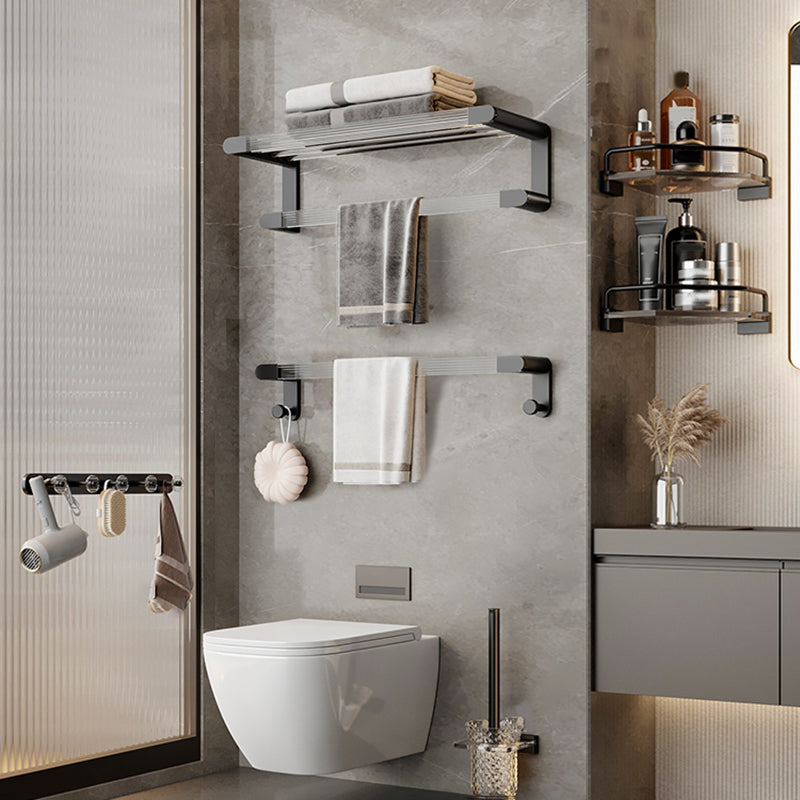 Black Finish Bathroom Set Metallic & Acrylic Bathroom Hardware Set in Stainless Aluminum