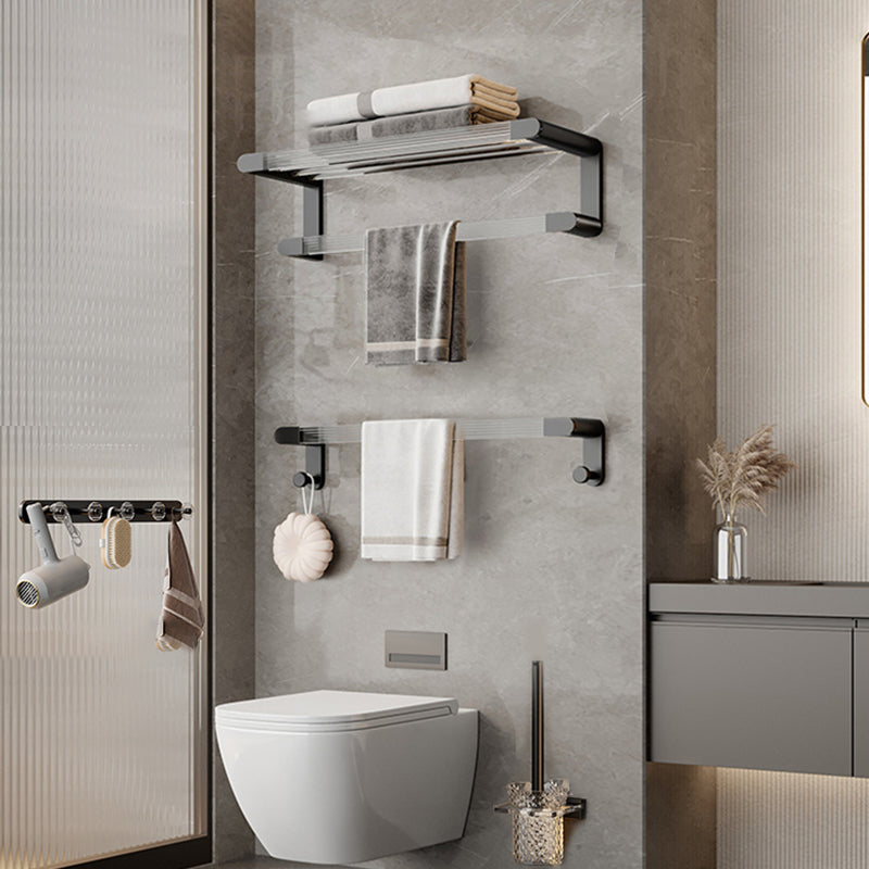 Black Finish Bathroom Set Metallic & Acrylic Bathroom Hardware Set in Stainless Aluminum