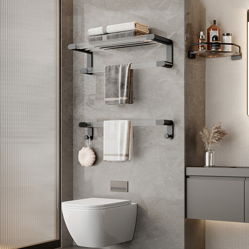 Black Finish Bathroom Set Metallic & Acrylic Bathroom Hardware Set in Stainless Aluminum