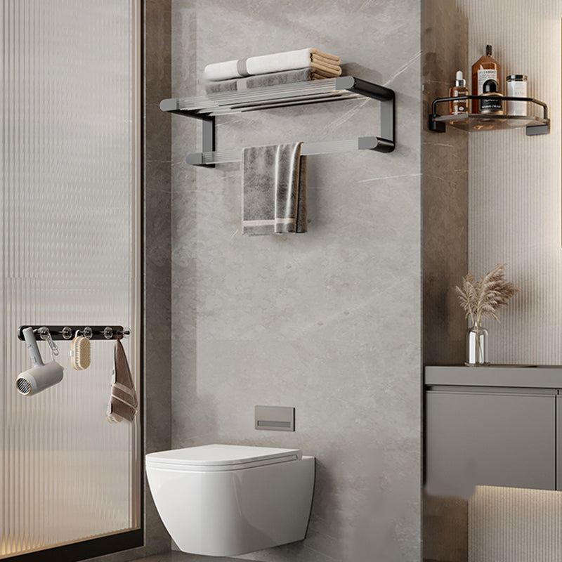 Black Finish Bathroom Set Metallic & Acrylic Bathroom Hardware Set in Stainless Aluminum