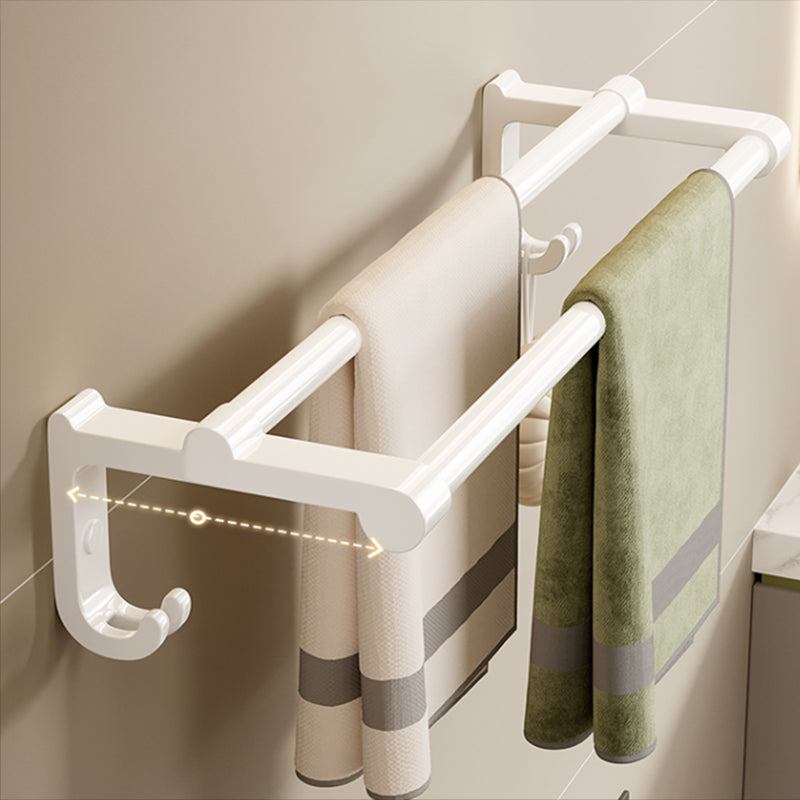 Contemporary Bath Hardware Set in Stainless Aluminum Matte White Robe Hooks/Bath Shelf