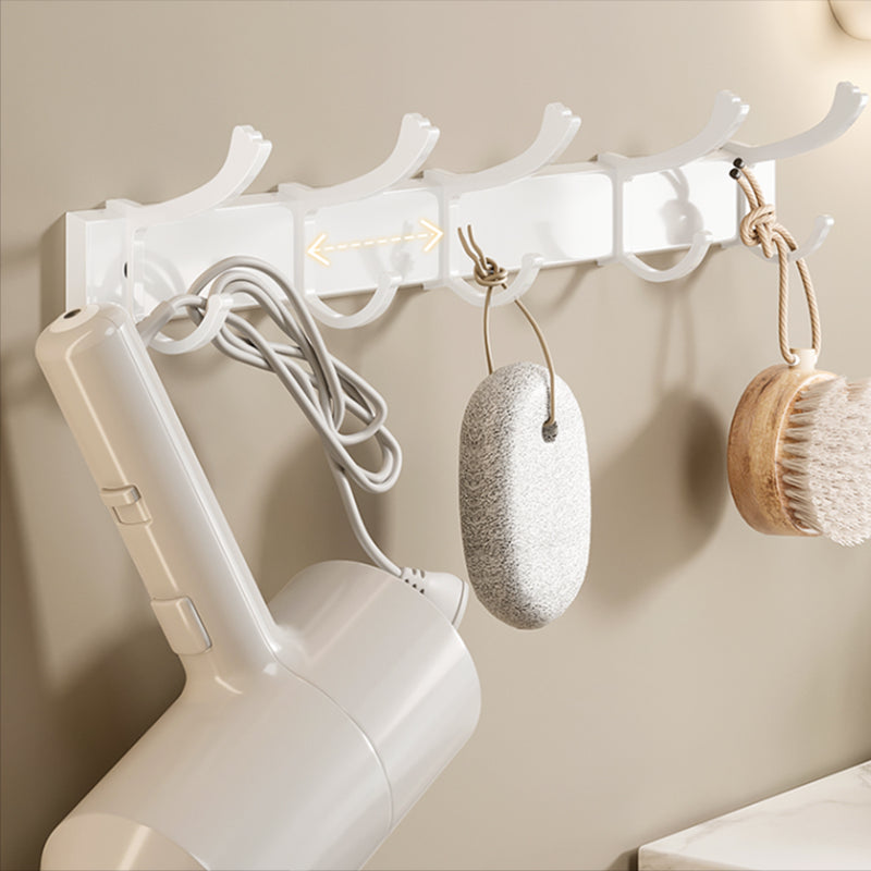 Contemporary Bath Hardware Set in Stainless Aluminum Matte White Robe Hooks/Bath Shelf