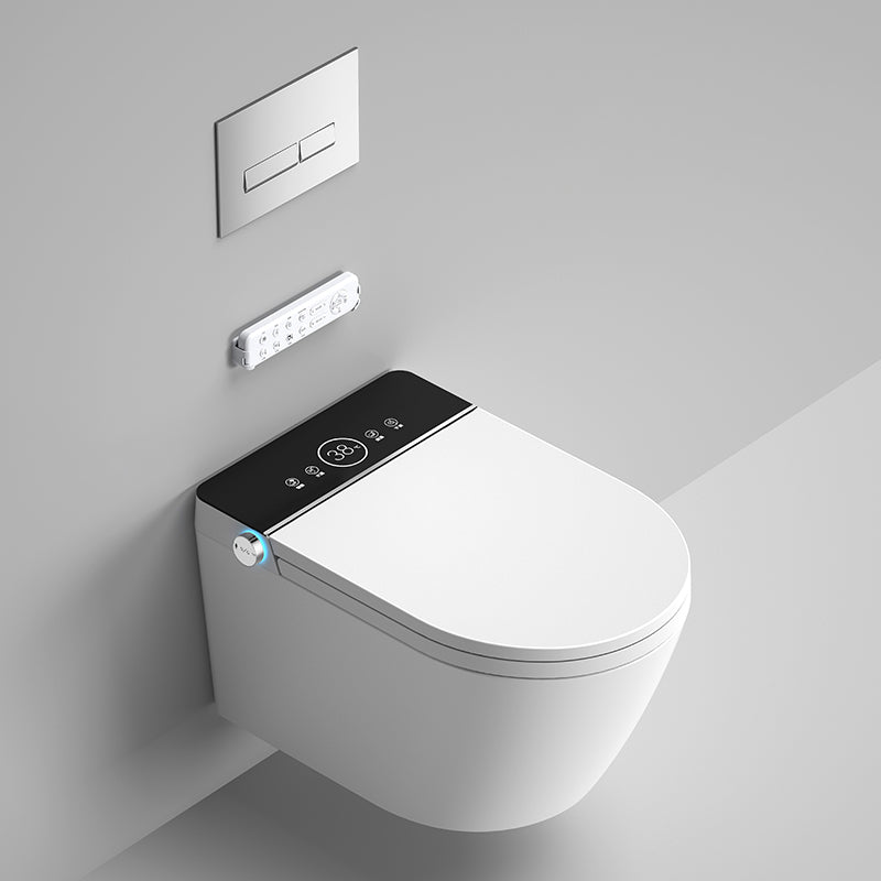 Smart Elongated Toilet with Heated Seat Antimicrobial Wall Mounted Bidet