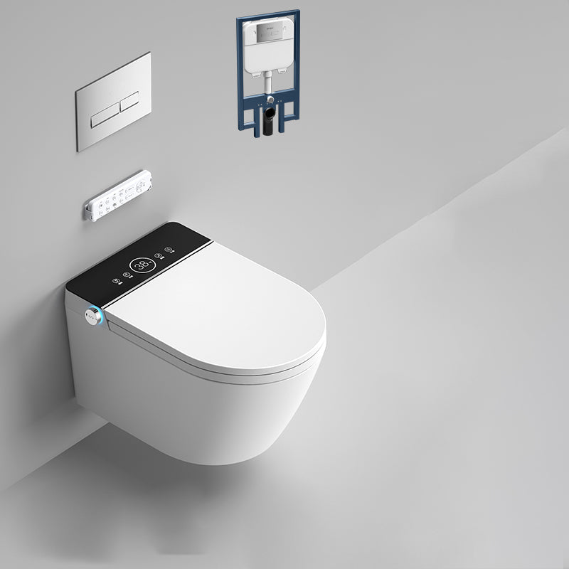 Smart Elongated Toilet with Heated Seat Antimicrobial Wall Mounted Bidet