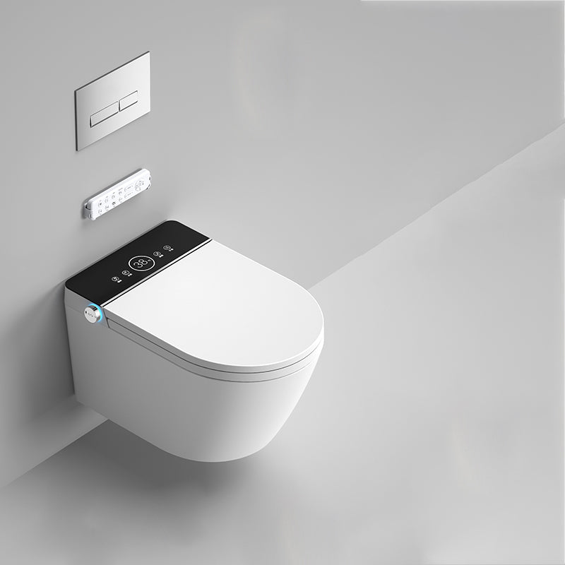 Smart Elongated Toilet with Heated Seat Antimicrobial Wall Mounted Bidet