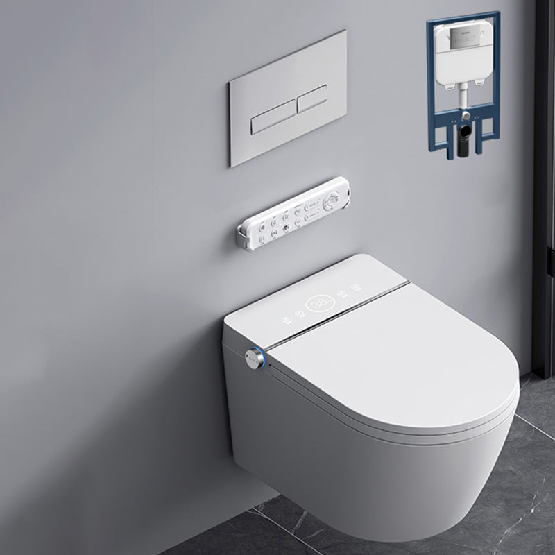 Smart Elongated Toilet with Heated Seat Antimicrobial Wall Mounted Bidet