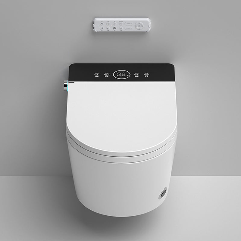 Smart Elongated Toilet with Heated Seat Antimicrobial Wall Mounted Bidet