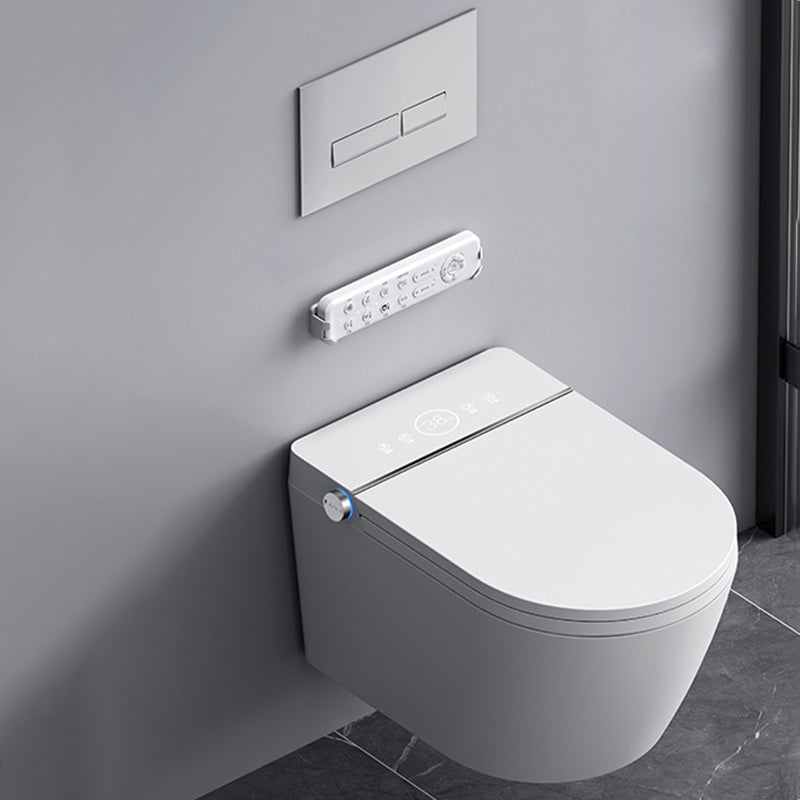 Smart Elongated Toilet with Heated Seat Antimicrobial Wall Mounted Bidet