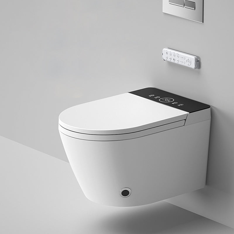 Smart Elongated Toilet with Heated Seat Antimicrobial Wall Mounted Bidet