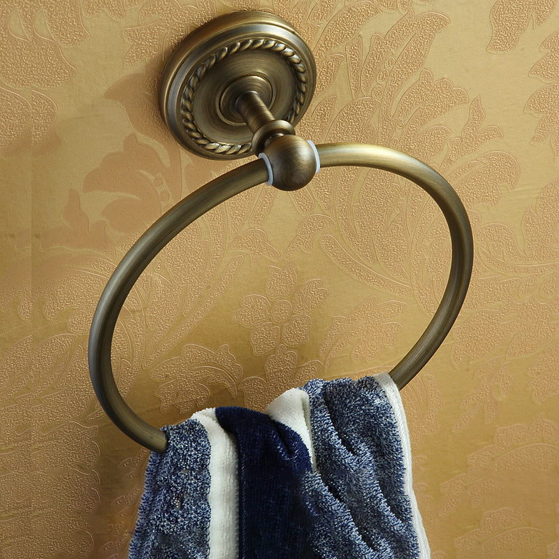 Distressed Brass Traditional Bathroom Set with Bath Shelf/Paper Holder & Towel Bar