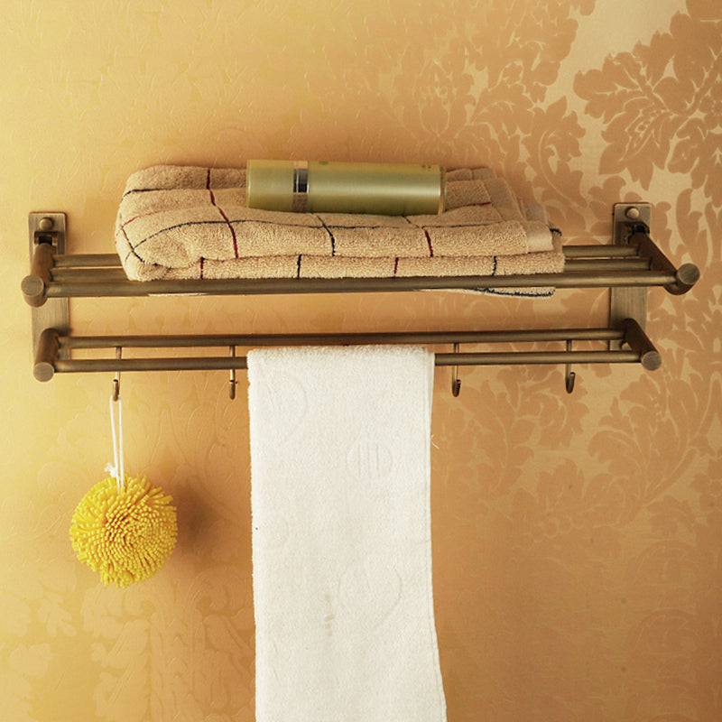 Distressed Brass Traditional Bathroom Set with Bath Shelf/Paper Holder & Towel Bar