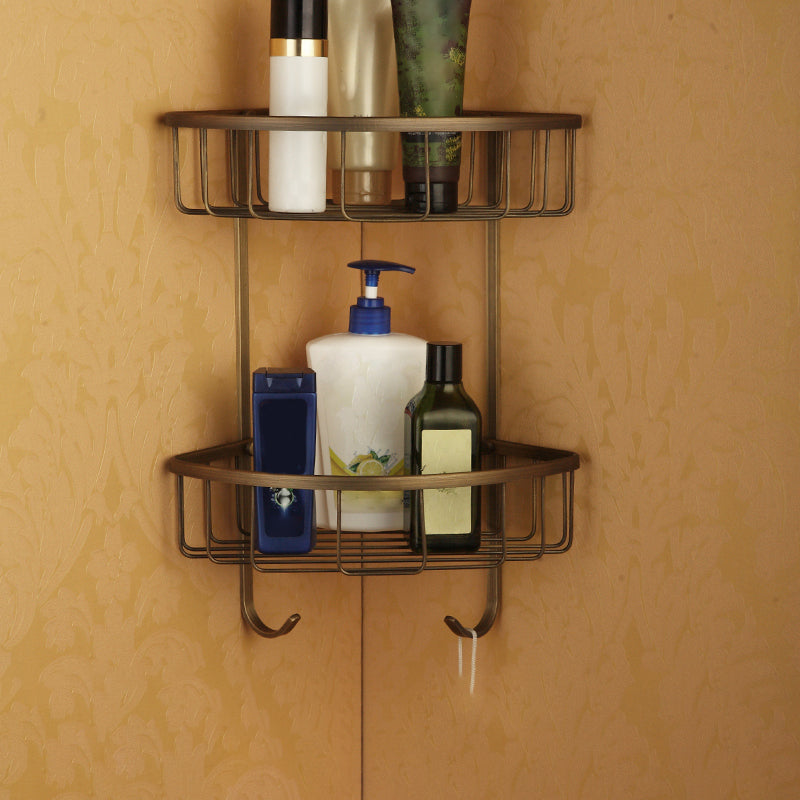 Distressed Brass Traditional Bathroom Set with Bath Shelf/Paper Holder & Towel Bar