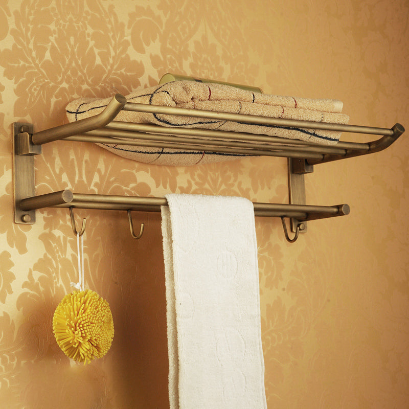 Distressed Brass Traditional Bathroom Set with Bath Shelf/Paper Holder & Towel Bar