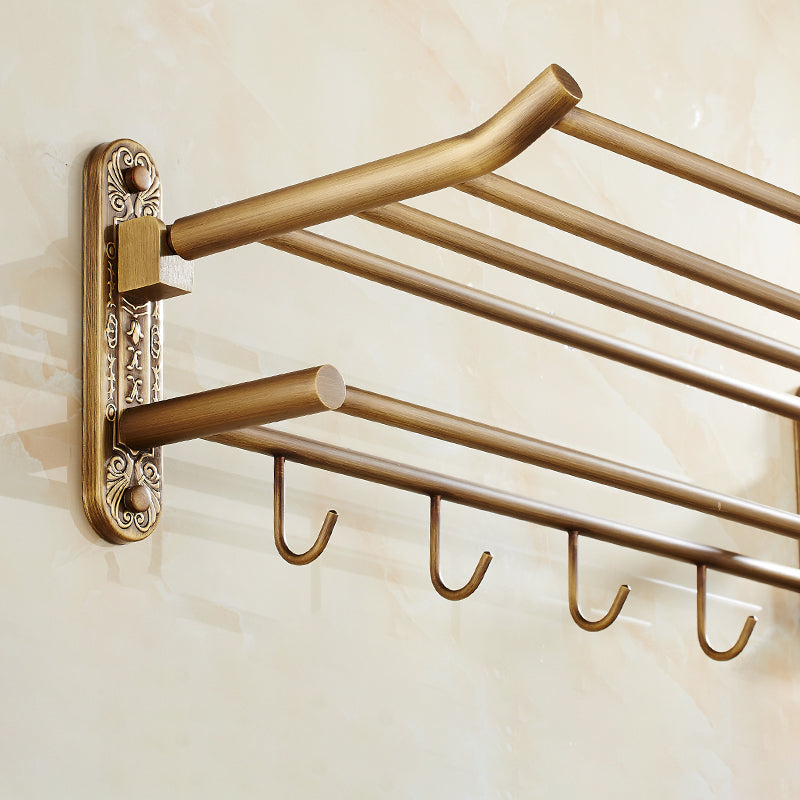 Distressed Brass Traditional Bathroom Set with Bath Shelf/Paper Holder & Towel Bar