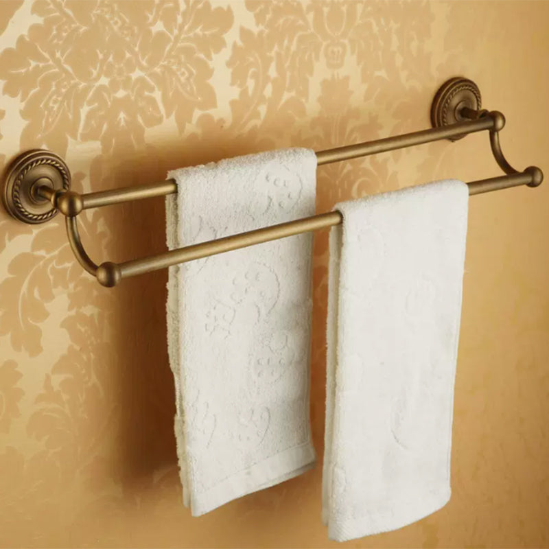 Distressed Brass Traditional Bathroom Set with Bath Shelf/Paper Holder & Towel Bar