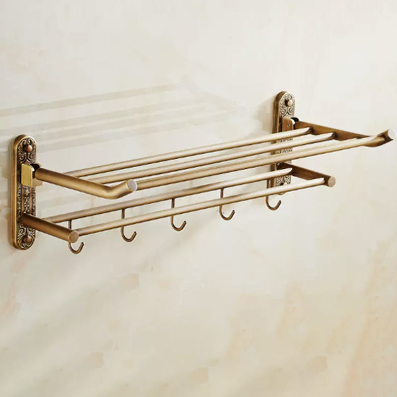 Distressed Brass Traditional Bathroom Set with Bath Shelf/Paper Holder & Towel Bar