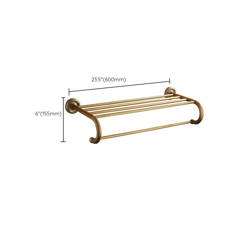 Distressed Brass Traditional Bathroom Set with Bath Shelf/Paper Holder & Towel Bar