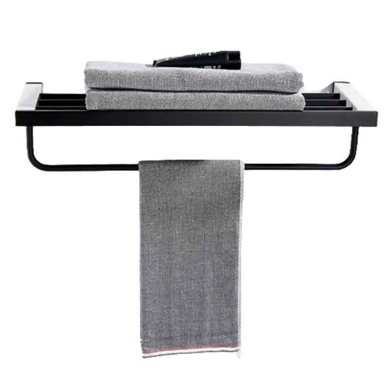 Matte Black Bathroom Accessory Set in Metal & Marble with Bath Shelf/Towel Bar