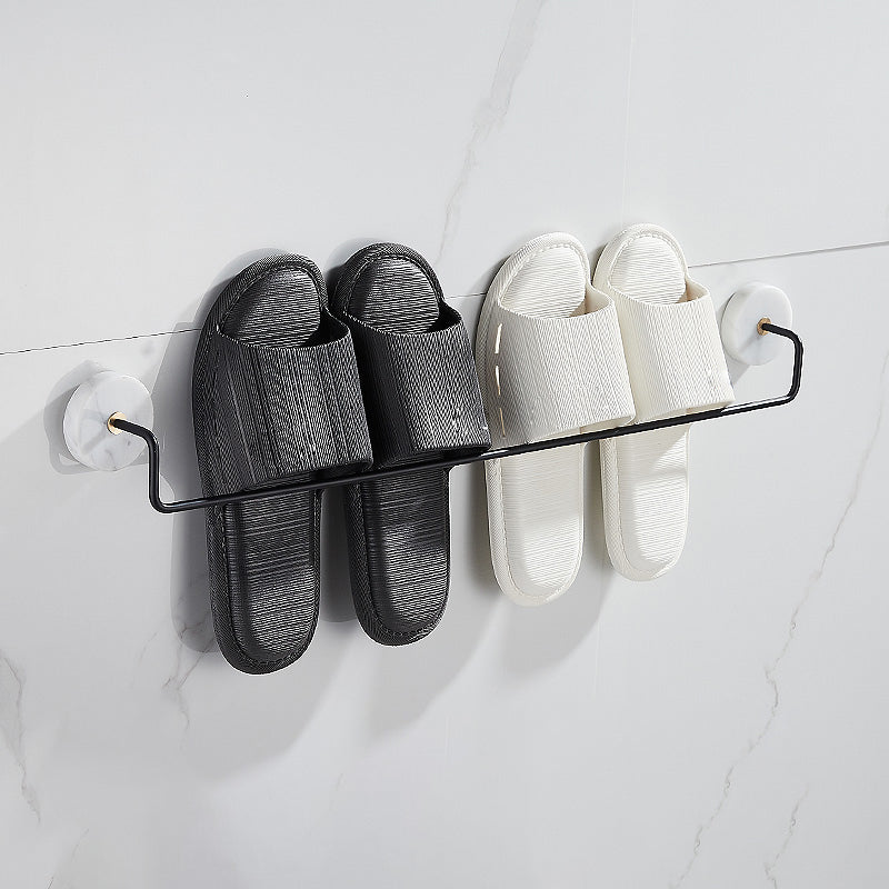 Matte Black Bathroom Accessory Set in Metal & Marble with Bath Shelf/Towel Bar