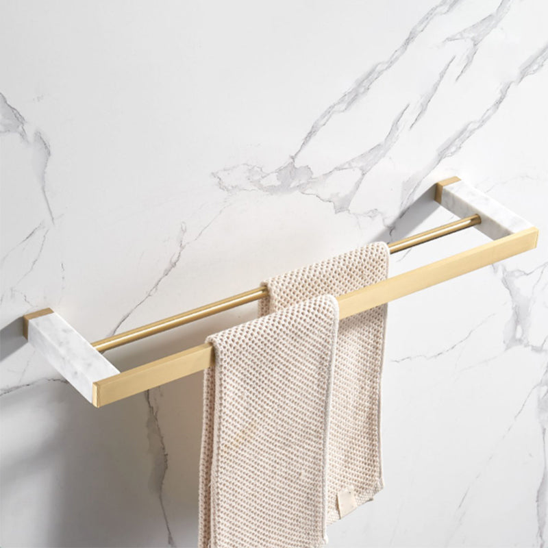 Brushed Brass Bathroom Accessory Set Metal & Marble Bathroom Hardware Set with Bath Shelf