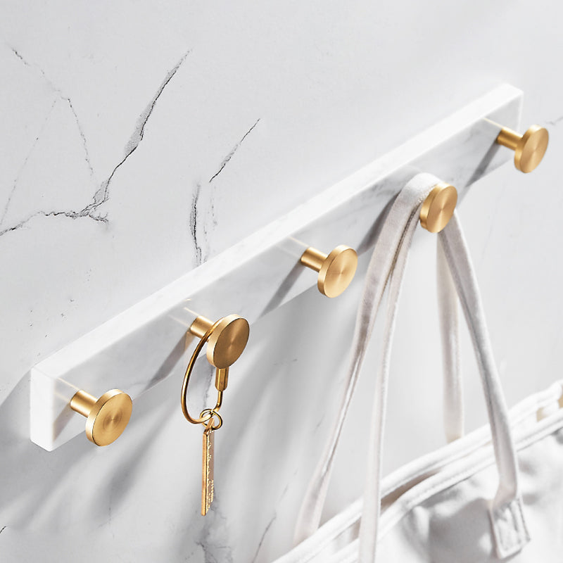 Brushed Brass Bathroom Accessory Set Metal & Marble Bathroom Hardware Set with Bath Shelf