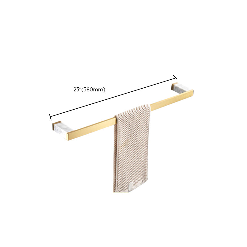 Brushed Brass Bathroom Accessory Set Metal & Marble Bathroom Hardware Set with Bath Shelf