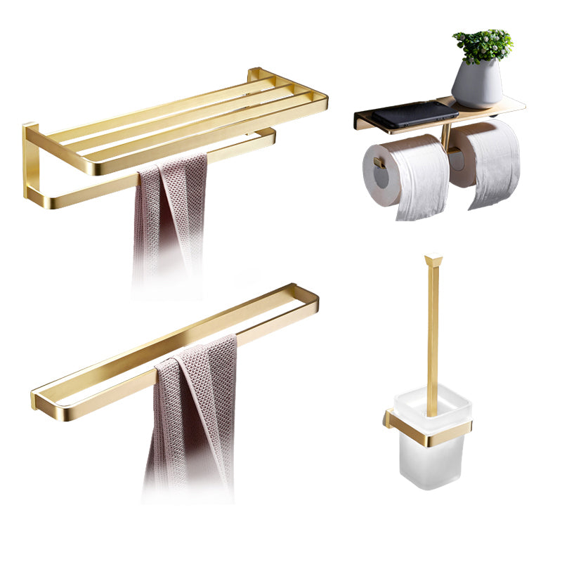 Brushed Brass Bathroom Hardware Set Retro Golden Bathroom Accessory Kit