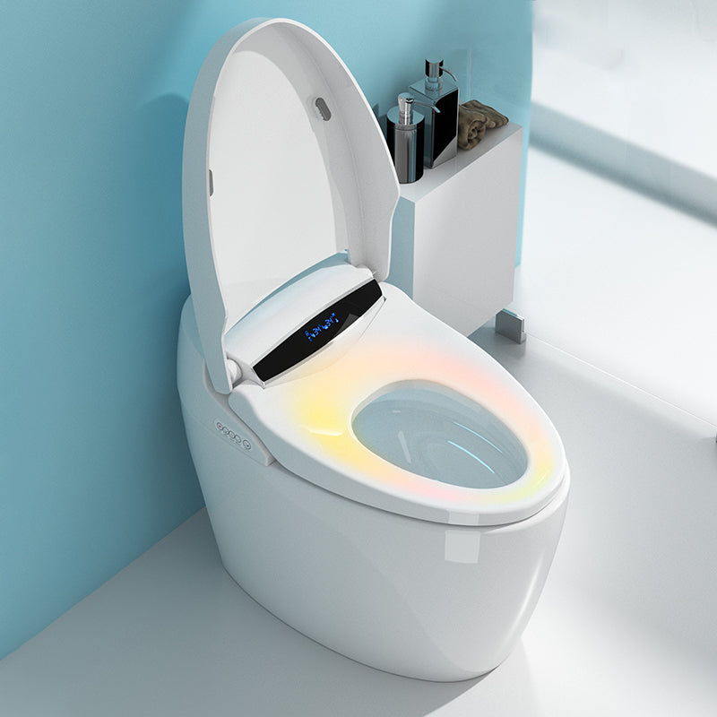 Heated Seat Floor Standing Bidet in White Smart Horizontal Toilet