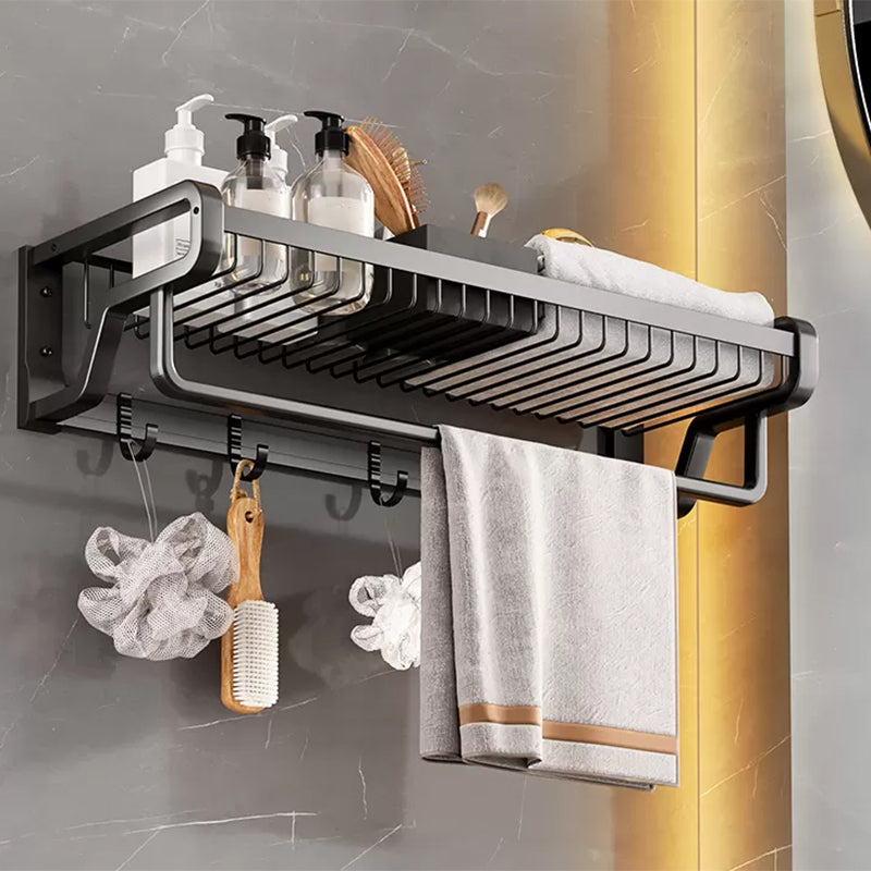 Contemporary Bath Hardware Set in Stainless Aluminum Matte Gray Robe Hooks/Towel Bar