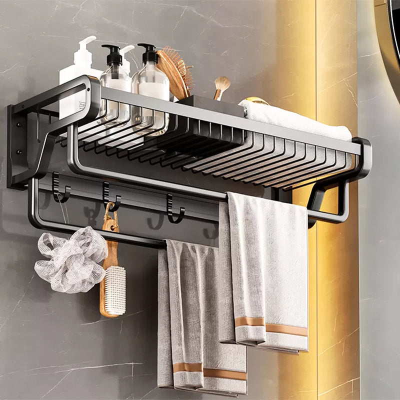 Contemporary Bath Hardware Set in Stainless Aluminum Matte Gray Robe Hooks/Towel Bar