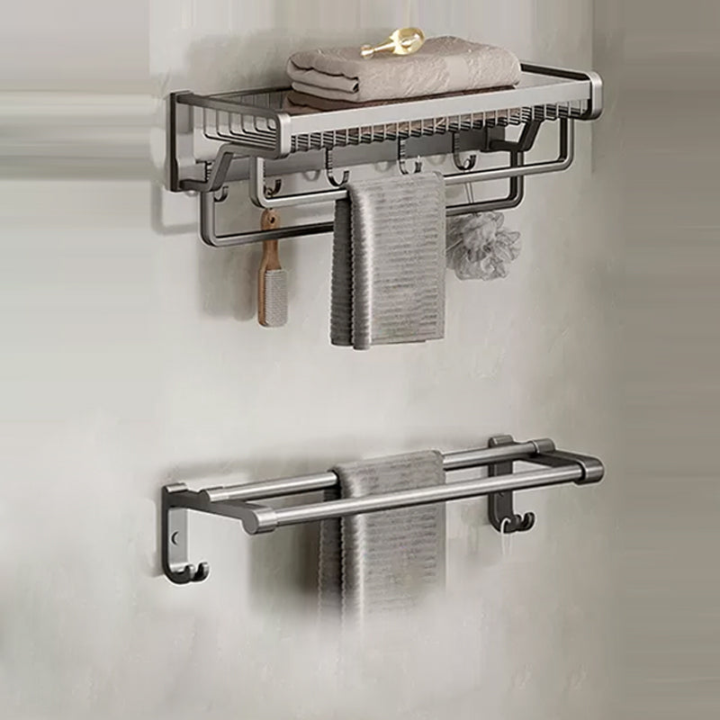 Contemporary Bath Hardware Set in Stainless Aluminum Matte Gray Robe Hooks/Towel Bar