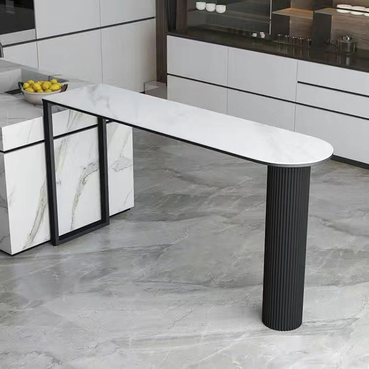 Free Form Stone Top Bar Dining Table Industrial Double Pedestal Bar Table