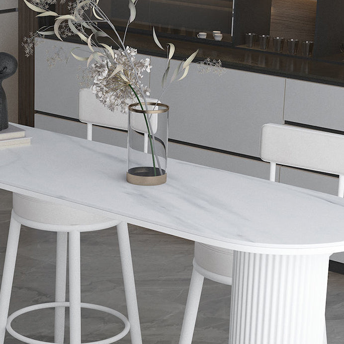 Free Form Stone Top Bar Dining Table Industrial Double Pedestal Bar Table