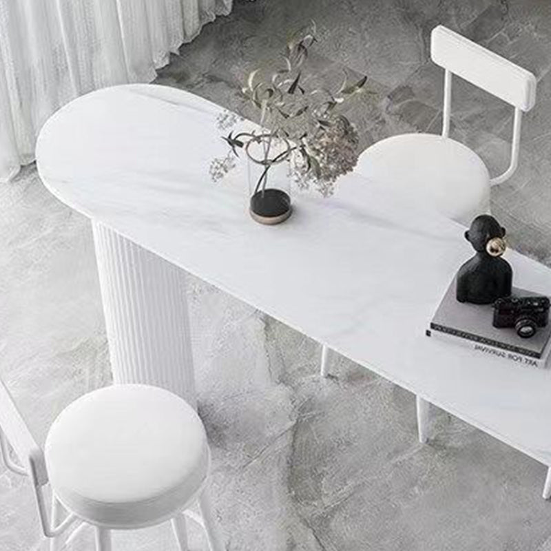 Free Form Stone Top Bar Dining Table Industrial Double Pedestal Bar Table