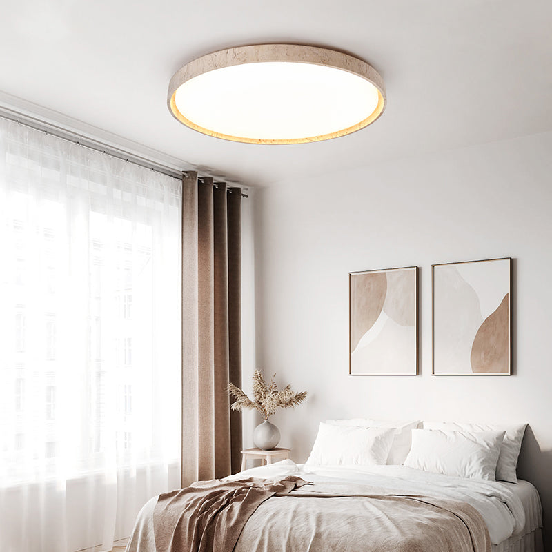 Modern Simple Wooden Ceiling Lamp Round Shape LED Ceiling Light for Living Room