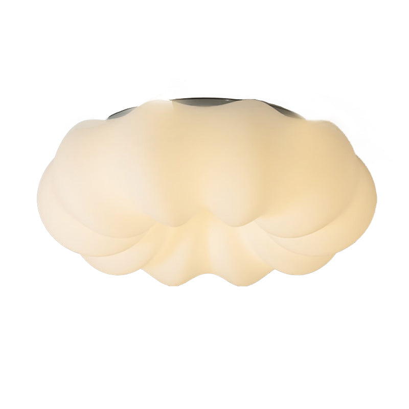 Pumpkin Shape Flush Mount Ceiling Light Fixture Modern Flush Mount in White Finish