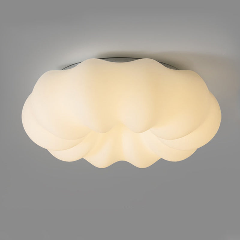 Pumpkin Shape Flush Mount Ceiling Light Fixture Modern Flush Mount in White Finish