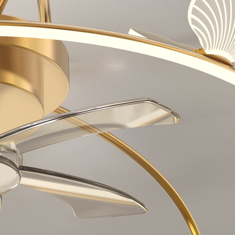 Metal and Acrylic Ceiling Fan Modern LED Circle Fan Lighting Fixture in Gold