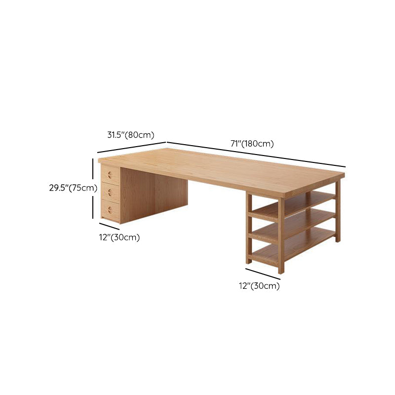 Contemporary Pine Office Desk Drawers Included Writing Desk for Office