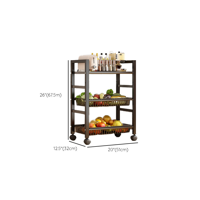 Home Dining Prep Table Open Storage Kitchen Trolley with Basket