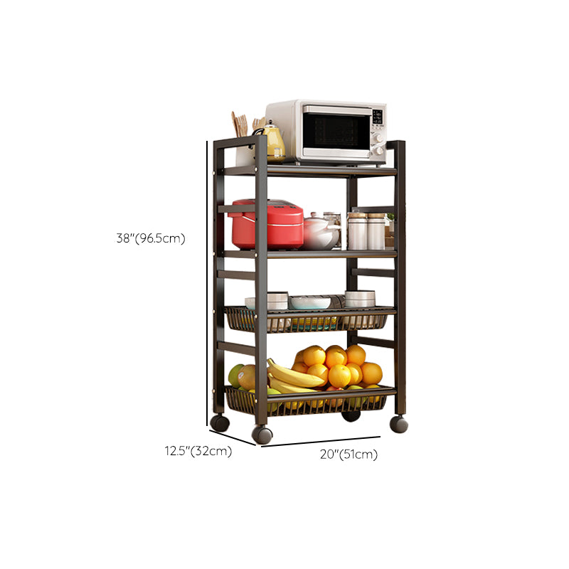 Home Dining Prep Table Open Storage Kitchen Trolley with Basket