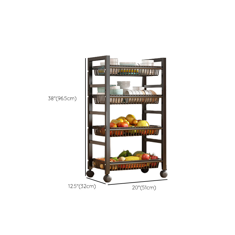 Home Dining Prep Table Open Storage Kitchen Trolley with Basket