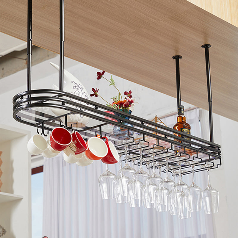 Industrial Hanging Glass & Stemware Holder Metal Wine Holder