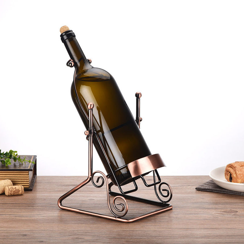 Metal Countertop Wine Glass Rack Modern Brass Wine Bottle Holder