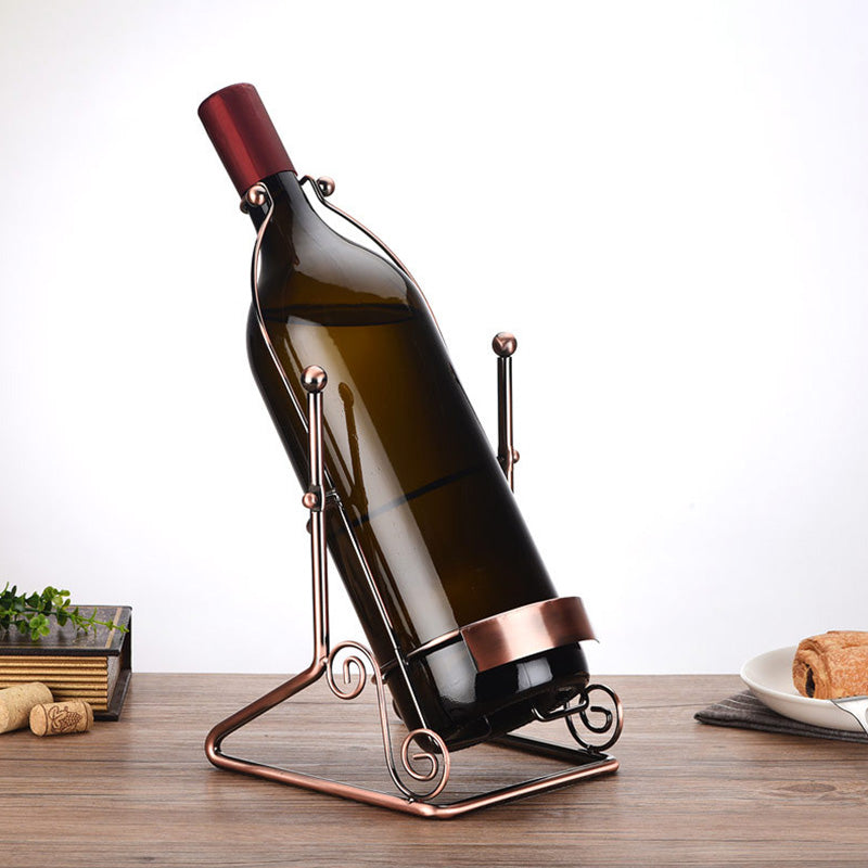 Metal Countertop Wine Glass Rack Modern Brass Wine Bottle Holder